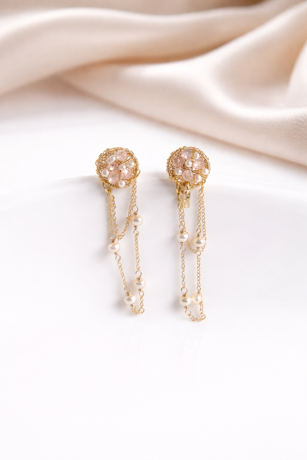Blush Pearl Cascade Earrings