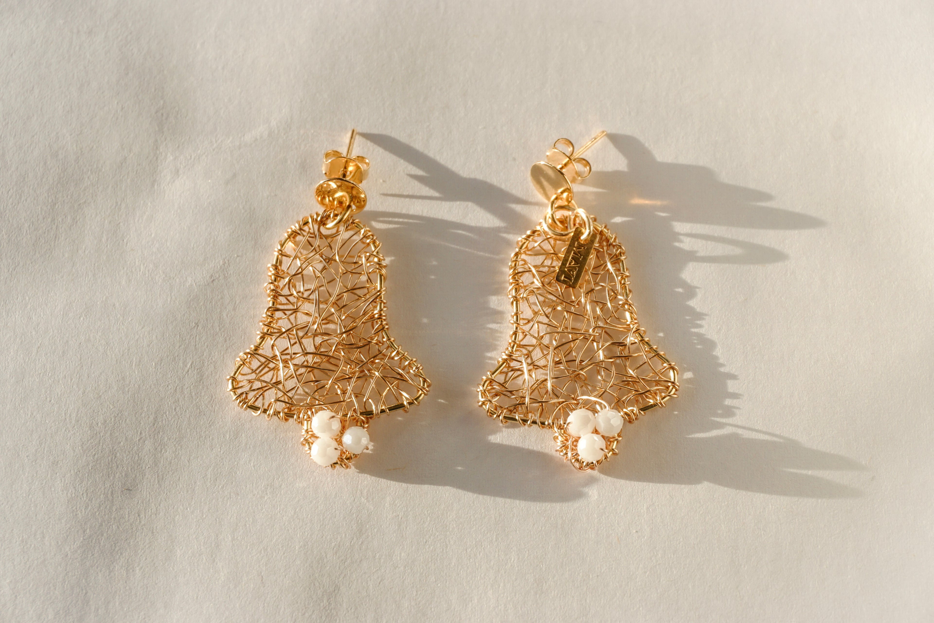 Jingle Bell Earrings – Festive Wire Bells with Pearls
