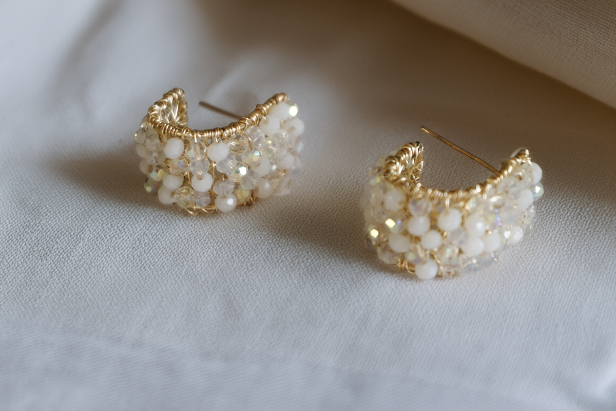Noir Hoops – Crystal Statement Huggies in Silver Hematite or White