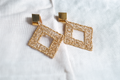 Leonette Earrings – Geometric Diamond Drop with Smoky Crystals