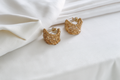 LatticeGlow Mini Hoops – Hand-Woven Gold Wire Statement Huggies