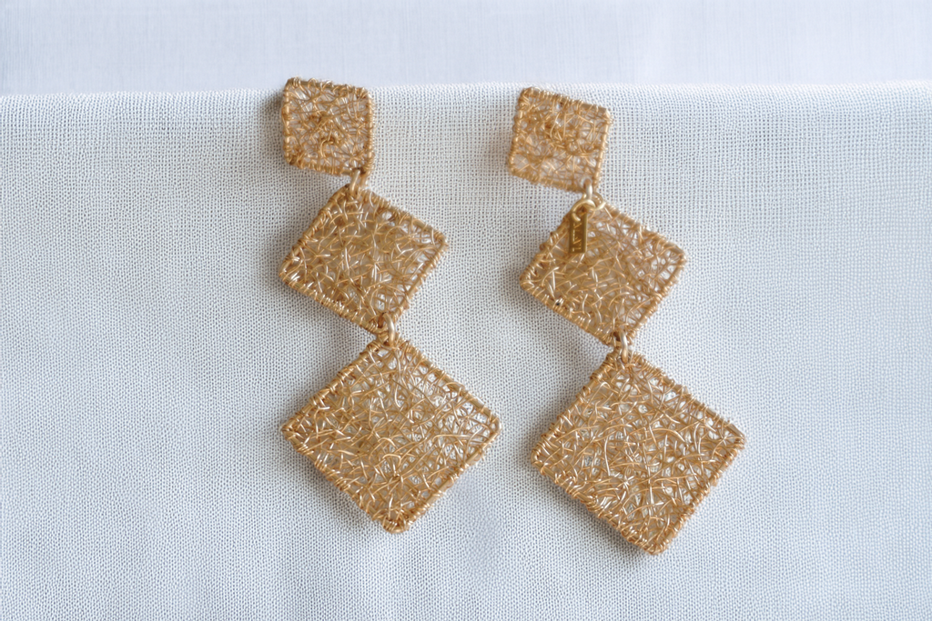 Sierra Earrings – Triple Gold Wire Diamond Drop