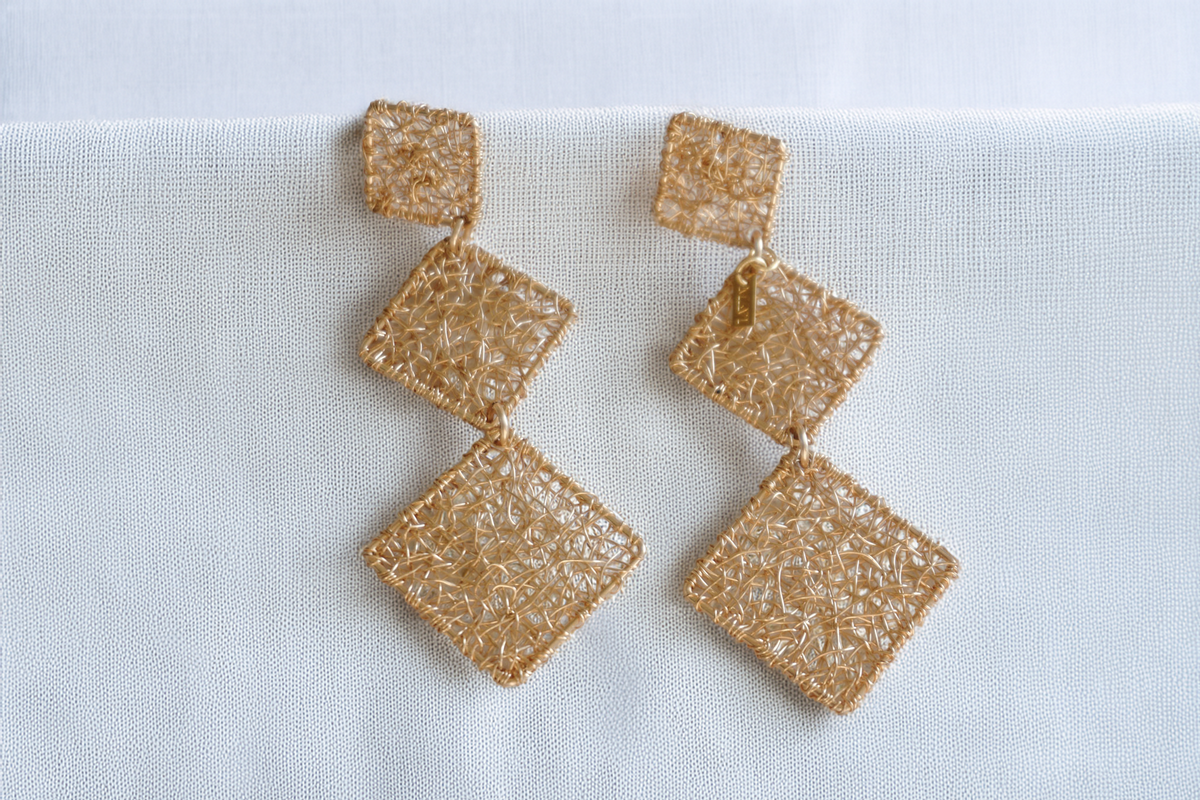 Sierra Earrings – Triple Gold Wire Diamond Drop