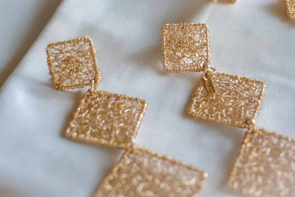 Sierra Earrings – Triple Gold Wire Diamond Drop