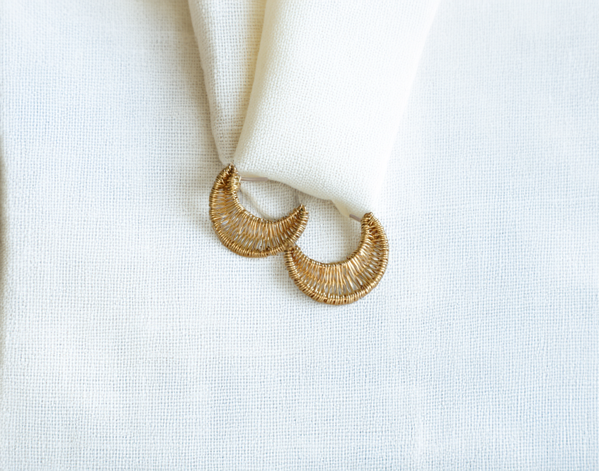 SolLuna Mini Studs – Hand-Wrapped Gold Crescent Earrings