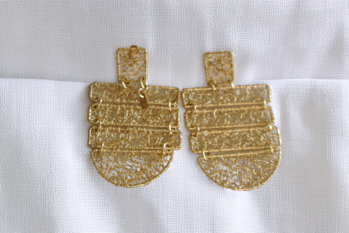 AureliaLayers Earrings – Tiered Gold Wire Statement Drops