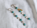Turquesa Lineal Earrings – Long Drop with Faceted Turquoise Beads