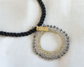 Solaro Necklace – Textured Gold Circle on Crimson Cord
