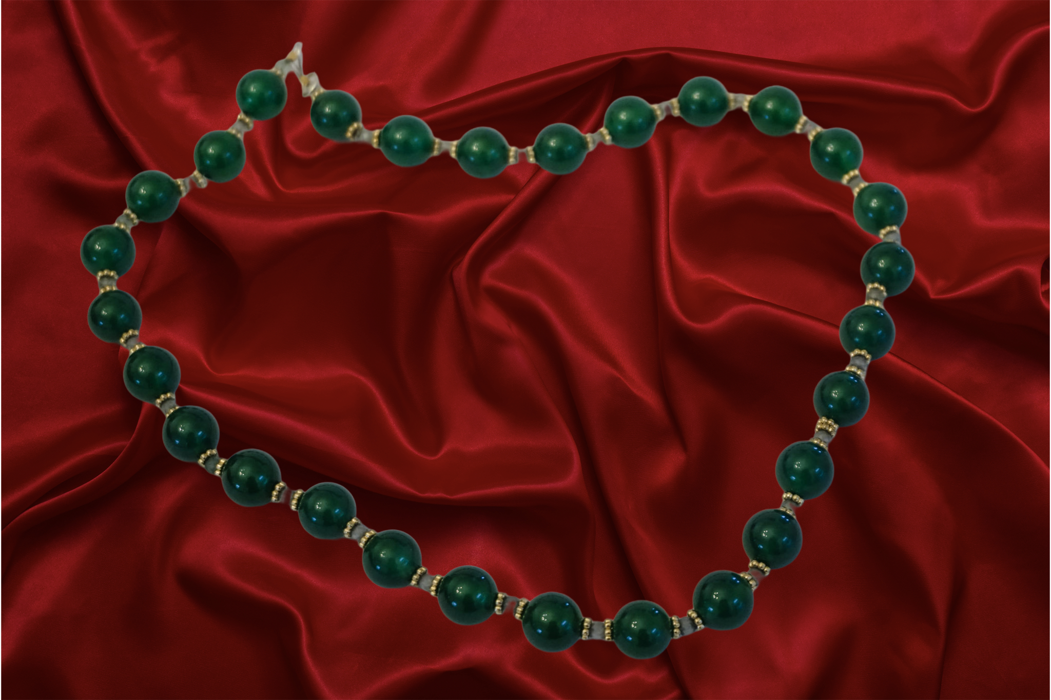 EsmeraldaClassic Necklace – Deep Green Gem Beaded Strand