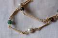 GemFest Necklace – Gold Chain with Pearls & Multicolor Gemstone Accents