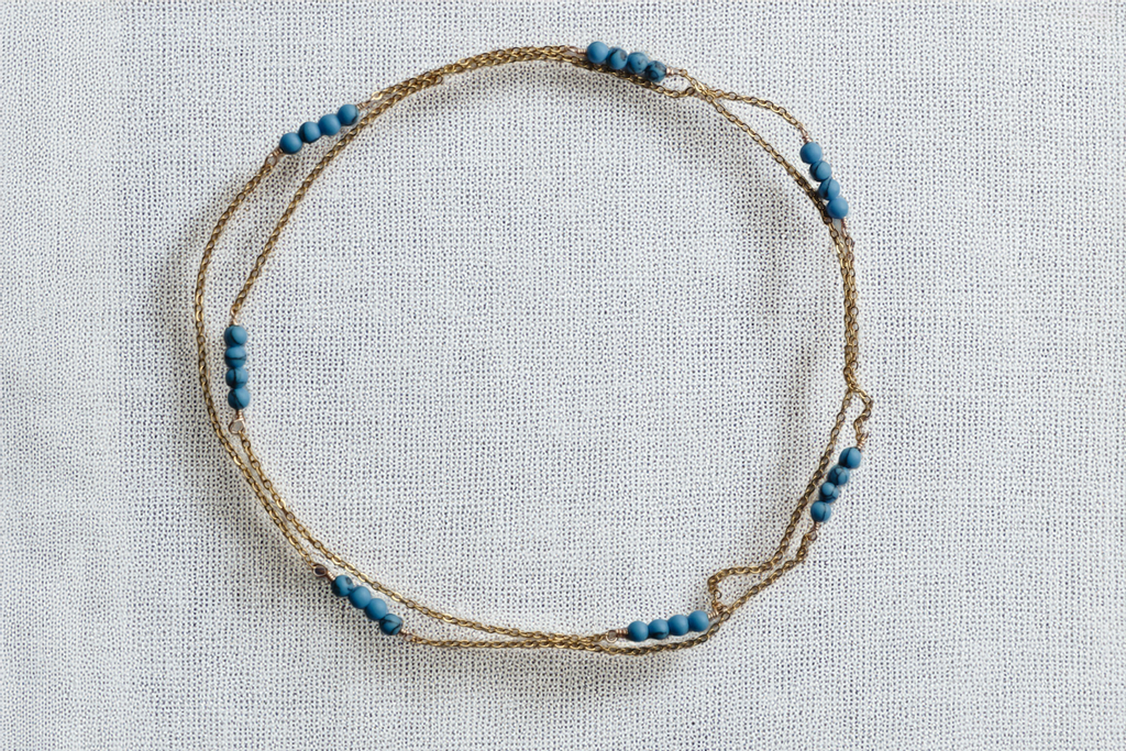 AzureWhisper Necklace – Delicate Multi-Strand Gold Chain with Blue Beads