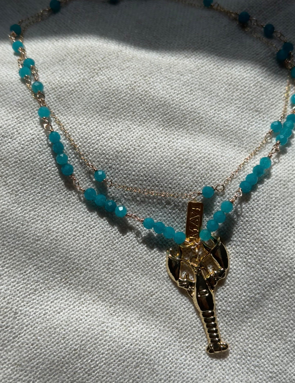 Lobster Riviera Necklace – Turquoise Gemstone Statement Piece