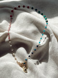 Ocean Gemstone & Pearl Lariat Necklace – Convertible Tie/Rosary Style – Convertible Tie/Layered Style (Copy)