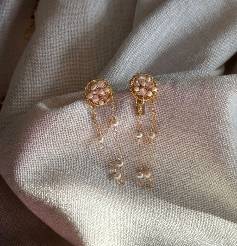 Blush Pearl Cascade Earrings