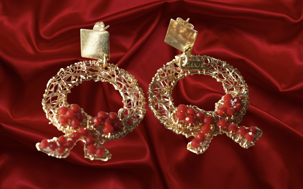 Festive Wreath Earrings – Holiday Hoop with Red Bow Detail